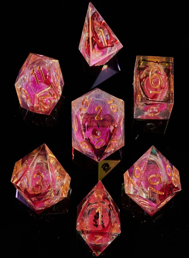 FugaCity DND Dice Set,Liquid Core Handmade Sharp Edge 7 Piece Resin Dice-Dungeons and Dragons Polyhedral Dice Set, D&D Dice Set with Gift Dice Case for RPG MTG Table Games （ - Image 1